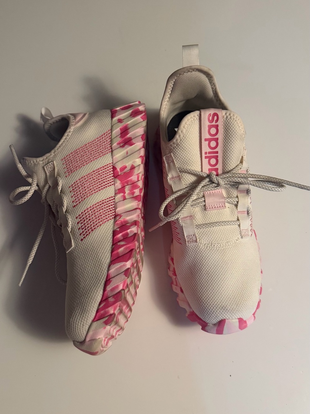Adidas Kaptir Flow K Kids White & Pink Athletic Sneakers Size 6 1/2
